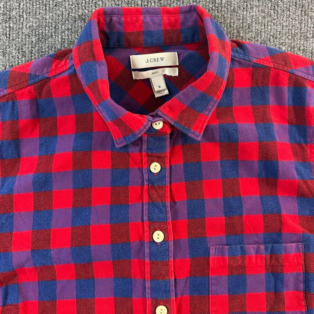 J. Crew Women’s Boy Flannel Midweight Cotton Buffalo Plaid Button Up Shirt 6